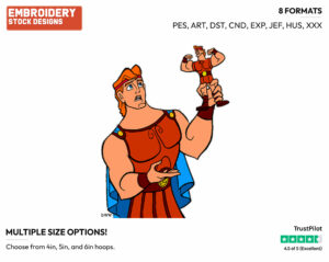 Hercules Action Figure - Disney's Hercules - Embroidery Design in 3 sizes & 8 formats