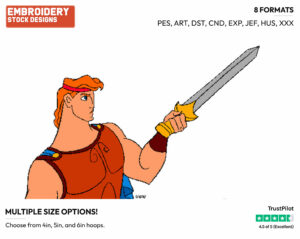 Hercules Pointing His Sword - Disney's Hercules - Embroidery Design in 3 sizes & 8 formats