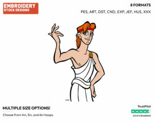 Young Hercules - Disney's Hercules - Embroidery Design in 3 sizes & 8 formats