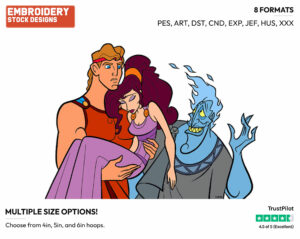 Hades, Hercules, Meg - Disney's Hercules - Embroidery Design in 3 sizes & 8 formats