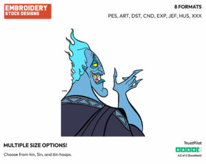 Hades - Disney's Hercules - Embroidery Design in 3 sizes & 8 formats