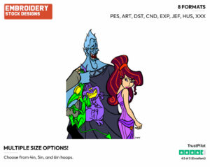 Hades, Pain, Panic, Meg - Disney's Hercules - Embroidery Design in 3 sizes & 8 formats