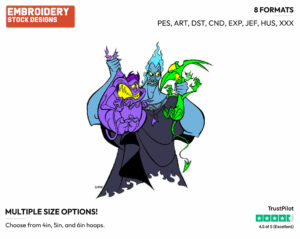 Hades, Pain, Panic - Disney's Hercules - Embroidery Design in 3 sizes & 8 formats