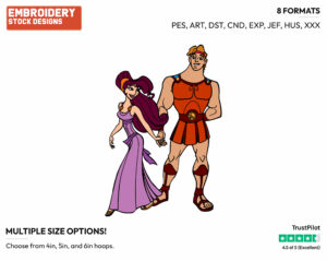 Hercules Watching Meg Walk By - Disney's Hercules - Embroidery Design in 3 sizes & 8 formats