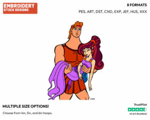 Hercules Carrying Meg - Disney's Hercules - Embroidery Design in 3 sizes & 8 formats