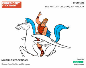 Hercules, Pegasus - Disney's Hercules - Embroidery Design in 3 sizes & 8 formats