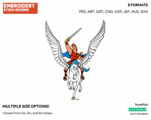 Hercules Riding Pegasus - Disney's Hercules - Embroidery Design in 3 sizes & 8 formats