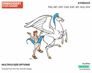 Hercules, Pegasus - Disney's Hercules - Embroidery Design in 3 sizes & 8 formats