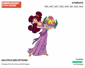 Meg Holding A Flower - Disney's Hercules - Embroidery Design in 3 sizes & 8 formats