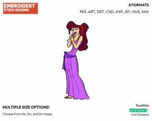 Meg, Bouquet Of Flowers - Disney's Hercules - Embroidery Design in 3 sizes & 8 formats