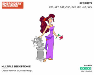 Meg Standing By Cupid Statue - Disney's Hercules - Embroidery Design in 3 sizes & 8 formats