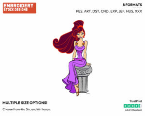 Meg Sitting Down - Disney's Hercules - Embroidery Design in 3 sizes & 8 formats