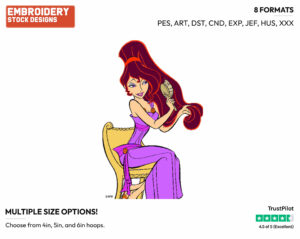 Meg Brushing Her Hair - Disney's Hercules - Embroidery Design in 3 sizes & 8 formats