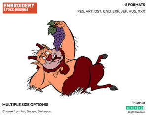 Phil Eating Grapes - Disney's Hercules - Embroidery Design in 3 sizes & 8 formats