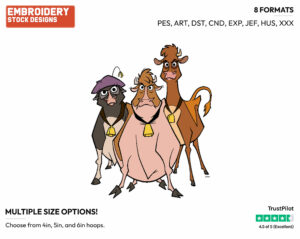 Maggie, Grace, Mrs. Calloway - Disney's Home on the Range - Embroidery Design in 3 sizes & 8 formats