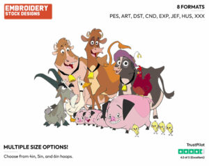 Maggie, Grace, Mrs. Calloway, Ollie, Jeb - Disney's Home on the Range - Embroidery Design in 3 sizes & 8 formats