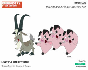 Jeb, Piggies - Disney's Home on the Range - Embroidery Design in 3 sizes & 8 formats