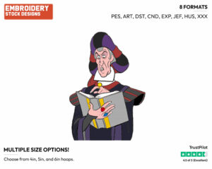 Claude Frollo - Disney's The Hunchback of Notre-Dame - Embroidery Design in 3 sizes & 8 formats