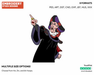 Frollo - Disney's The Hunchback of Notre-Dame - Embroidery Design in 3 sizes & 8 formats