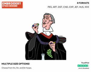 Frollo Eating Grapes - Disney's The Hunchback of Notre-Dame - Embroidery Design in 3 sizes & 8 formats
