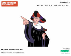 Frollo - Disney's The Hunchback of Notre-Dame - Embroidery Design in 3 sizes & 8 formats