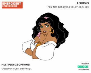 Esmeralda - Disney's The Hunchback of Notre-Dame - Embroidery Design in 3 sizes & 8 formats