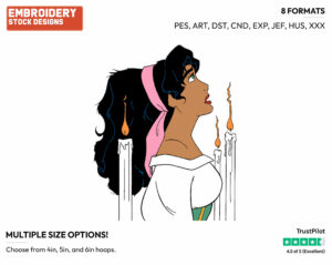 Esmeralda - Disney's The Hunchback of Notre-Dame - Embroidery Design in 3 sizes & 8 formats