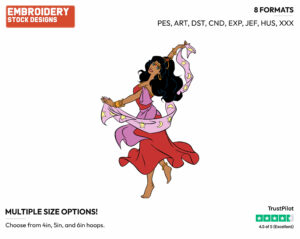 Esmeralda Dancing - Disney's The Hunchback of Notre-Dame - Embroidery Design in 3 sizes & 8 formats