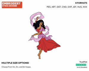 Esmeralda Dancing - Disney's The Hunchback of Notre-Dame - Embroidery Design in 3 sizes & 8 formats