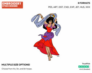 Esmeralda - Disney's The Hunchback of Notre-Dame - Embroidery Design in 3 sizes & 8 formats
