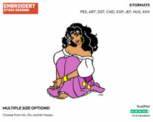 Esmeralda - Disney's The Hunchback of Notre-Dame - Embroidery Design in 3 sizes & 8 formats