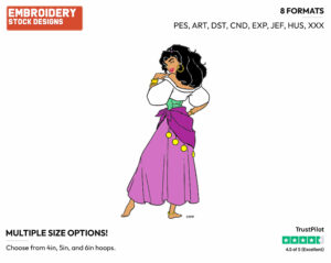 Esmeralda Winking - Disney's The Hunchback of Notre-Dame - Embroidery Design in 3 sizes & 8 formats