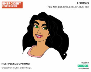 Esmeralda - Disney's The Hunchback of Notre-Dame - Embroidery Design in 3 sizes & 8 formats