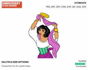Esmeralda - Disney's The Hunchback of Notre-Dame - Embroidery Design in 3 sizes & 8 formats
