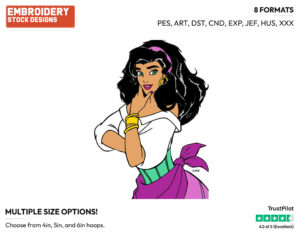 Esmeralda - Disney's The Hunchback of Notre-Dame - Embroidery Design in 3 sizes & 8 formats
