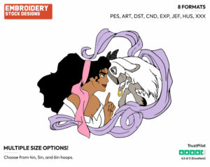 Esmeralda, Djali - Disney's The Hunchback of Notre-Dame - Embroidery Design in 3 sizes & 8 formats