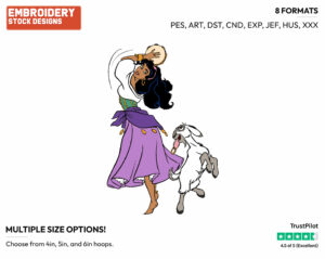 Esmeralda, Djali - Disney's The Hunchback of Notre-Dame - Embroidery Design in 3 sizes & 8 formats