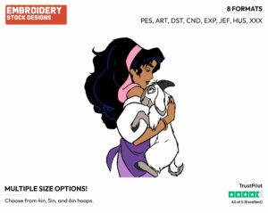 Esmeralda, Djali - Disney's The Hunchback of Notre-Dame - Embroidery Design in 3 sizes & 8 formats