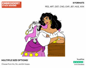Esmeralda, Djali - Disney's The Hunchback of Notre-Dame - Embroidery Design in 3 sizes & 8 formats