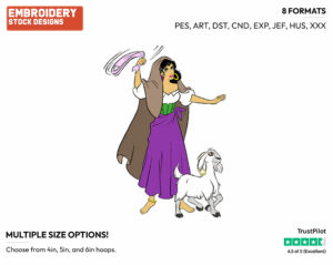 Esmeralda, Djali - Disney's The Hunchback of Notre-Dame - Embroidery Design in 3 sizes & 8 formats