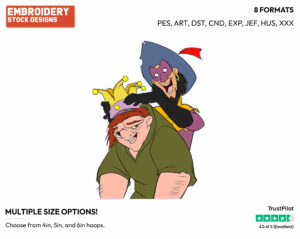 Clopin Crowns Quasimodo - Disney's The Hunchback of Notre-Dame - Embroidery Design in 3 sizes & 8 formats