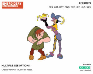 Quasimodo, Clopin - Disney's The Hunchback of Notre-Dame - Embroidery Design in 3 sizes & 8 formats