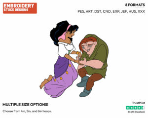 Esmeralda, Quasimodo - Disney's The Hunchback of Notre-Dame - Embroidery Design in 3 sizes & 8 formats