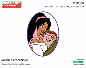 Esmeralda, Quasimodo - Disney's The Hunchback of Notre-Dame - Embroidery Design in 3 sizes & 8 formats