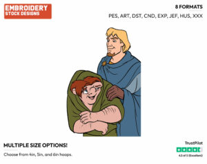 Quasimodo, Phoebus - Disney's The Hunchback of Notre-Dame - Embroidery Design in 3 sizes & 8 formats