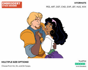 Esmeralda, Phoebus - Disney's The Hunchback of Notre-Dame - Embroidery Design in 3 sizes & 8 formats
