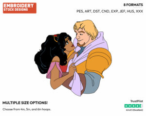 Esmeralda, Phoebus - Disney's The Hunchback of Notre-Dame - Embroidery Design in 3 sizes & 8 formats