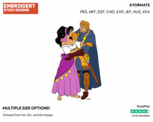 Esmeralda, Phoebus - Disney's The Hunchback of Notre-Dame - Embroidery Design in 3 sizes & 8 formats