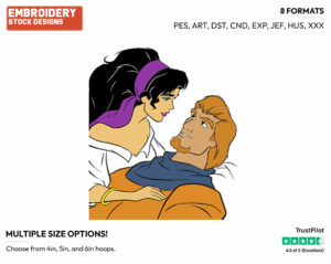 Phoebus, Esmeralda - Disney's The Hunchback of Notre-Dame - Embroidery Design in 3 sizes & 8 formats