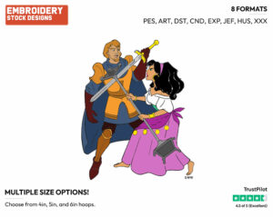 Esmeralda, Phoebus Fighting - Disney's The Hunchback of Notre-Dame - Embroidery Design in 3 sizes & 8 formats
